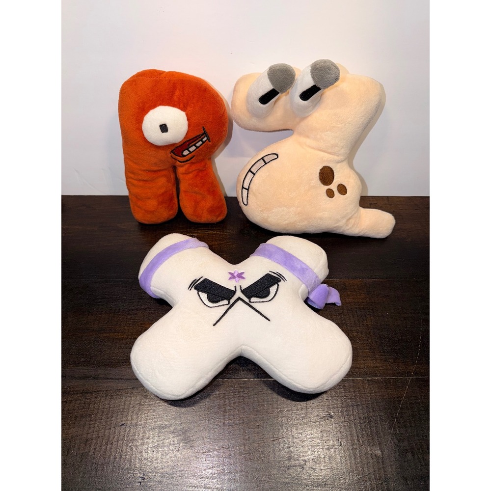 Alphabet Lore Plush Set R S X Stuffed‎ Animal Toys Kids Orange Tan White Plush
